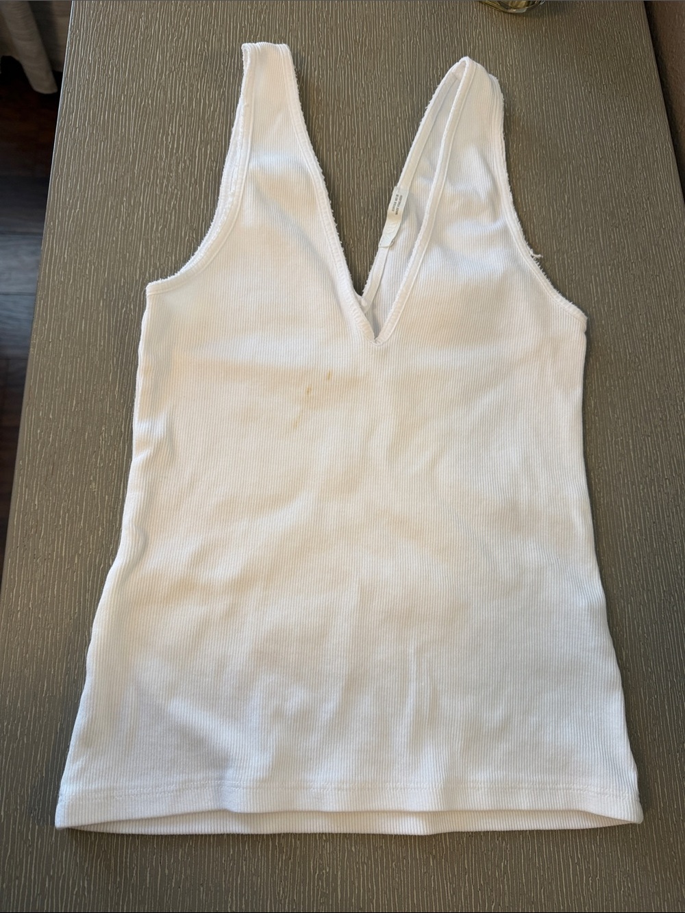 White V-Neck Ribbed Tank Top by Zara